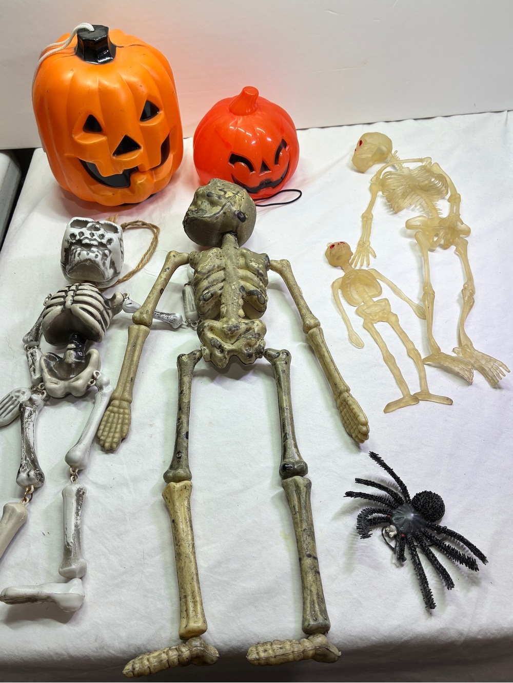 Vintage Halloween decorations Small Blow Mold Double Sided Pumpkin Skeletons